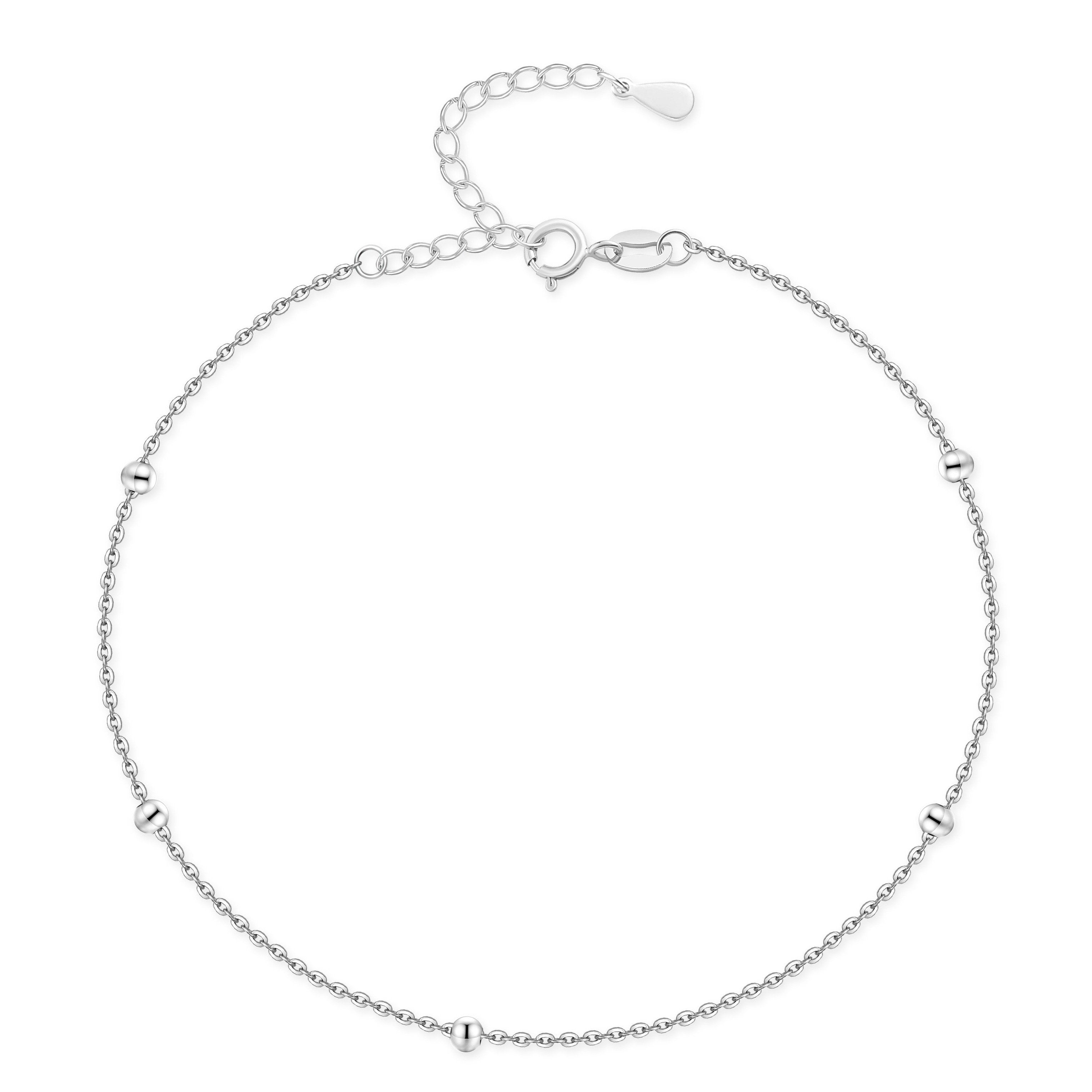 A038S Bracelet de cheville "Petites Boules" ~ Argent / Or – Image 1
